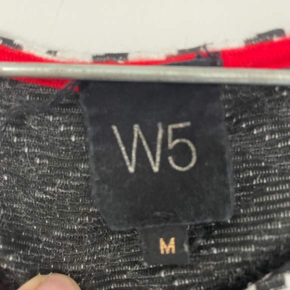 W5 for Anthropologie medium dark gray white geometric print half sleeve blouse - Picture 2 of 4